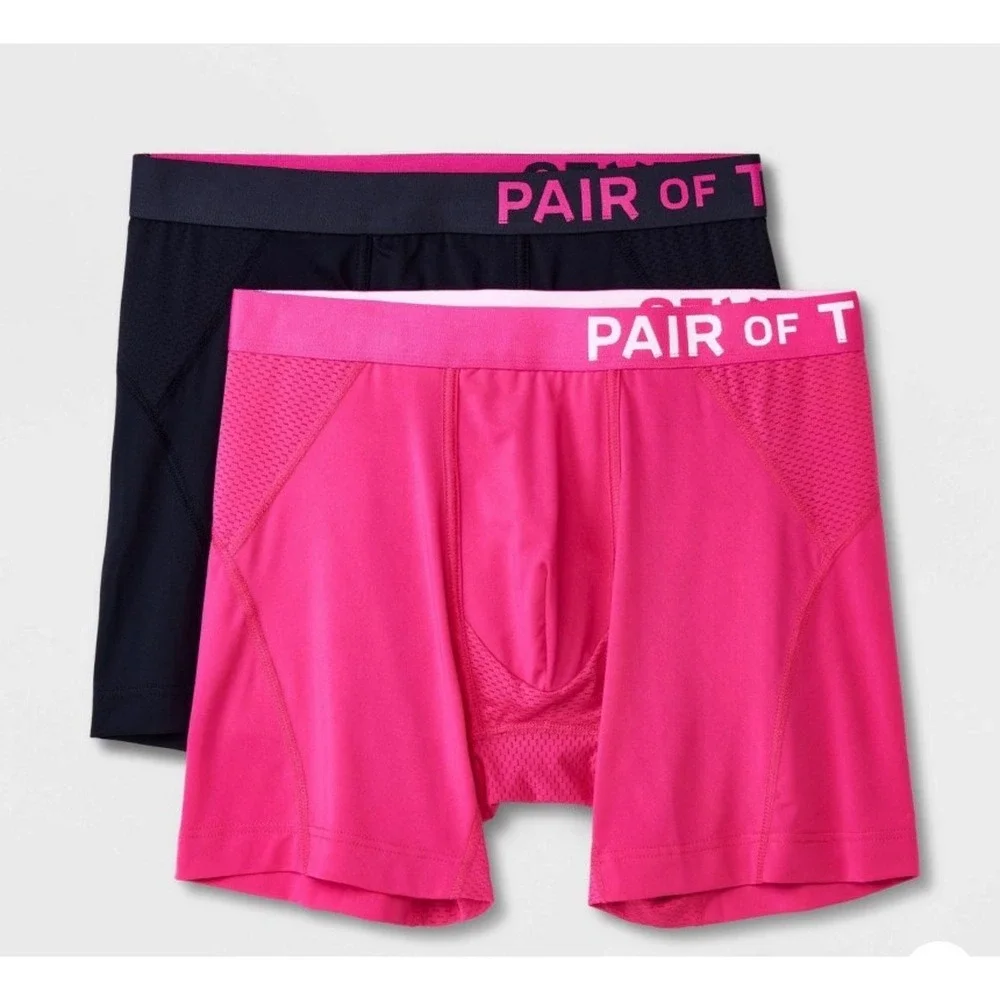 Pair of Thieves SuperFit Sport Boxer Briefs Mens Medium Pink Black 2 Pack NWT